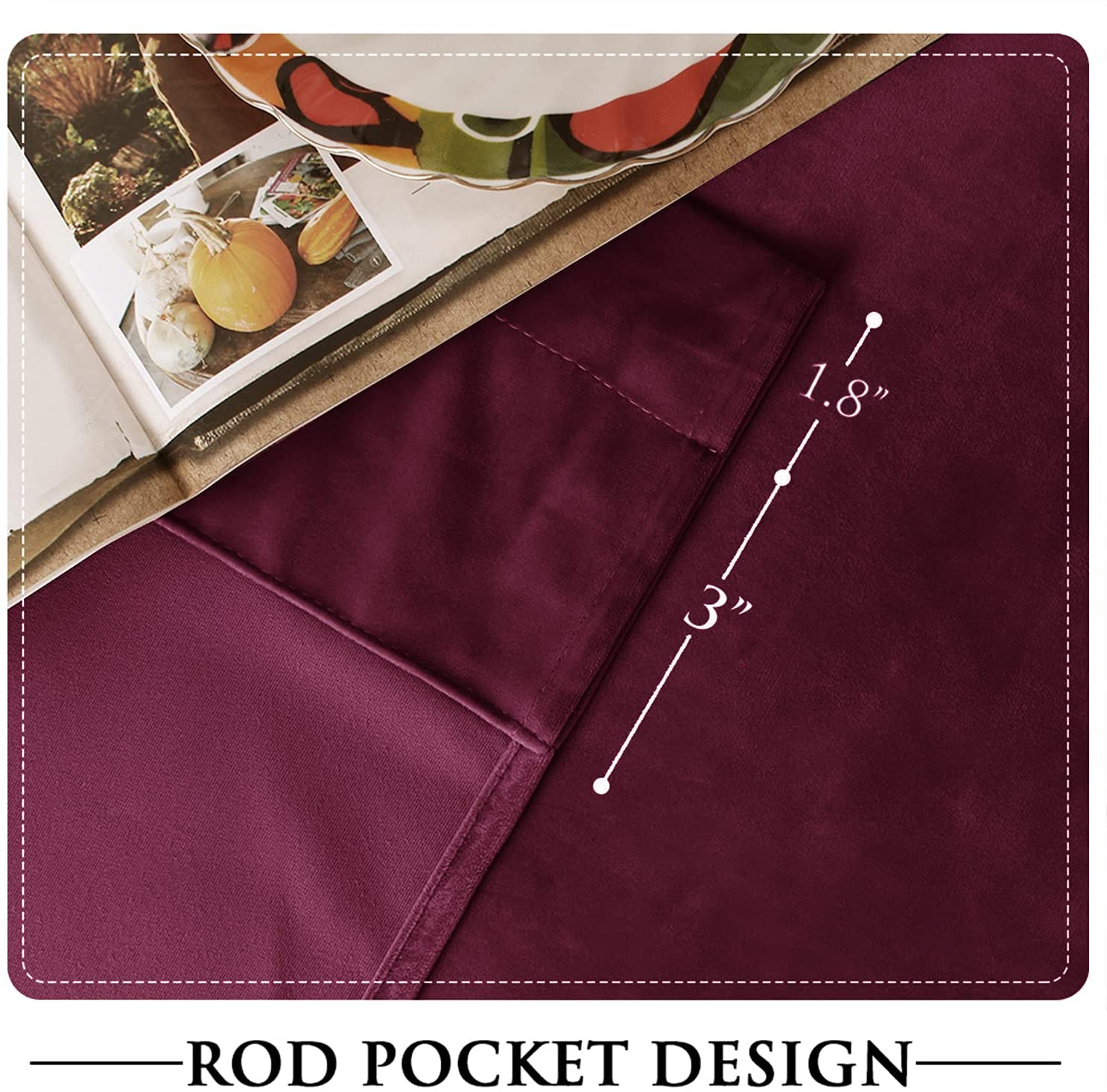 Rod Pocket Noise Reducing Blackout Velvet Curtains For Living Room And Bedroom 2 Panels KGORGE Store