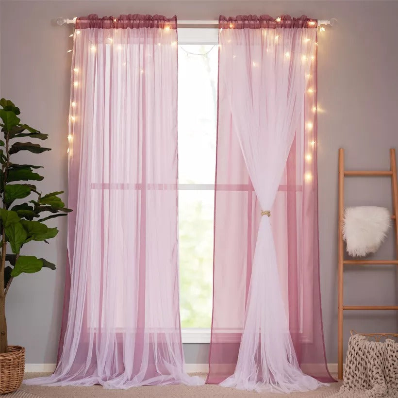 Rod Pocket Privacy Decorative Outdoor Sheer Voile Curtains For Patio, Gazebo, Pergola And Porch 2 Panels KGORGE Store