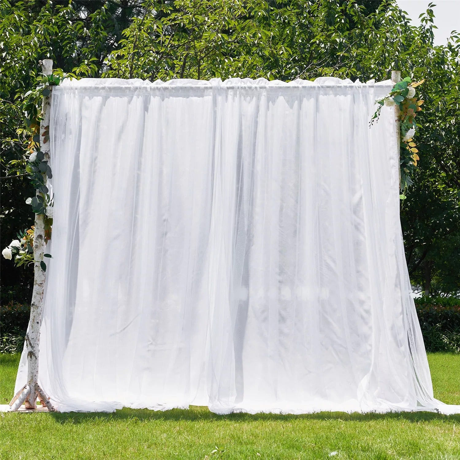 Rod Pocket Privacy Decorative Outdoor Sheer Voile Curtains For Patio, Gazebo, Pergola And Porch 2 Panels KGORGE Store