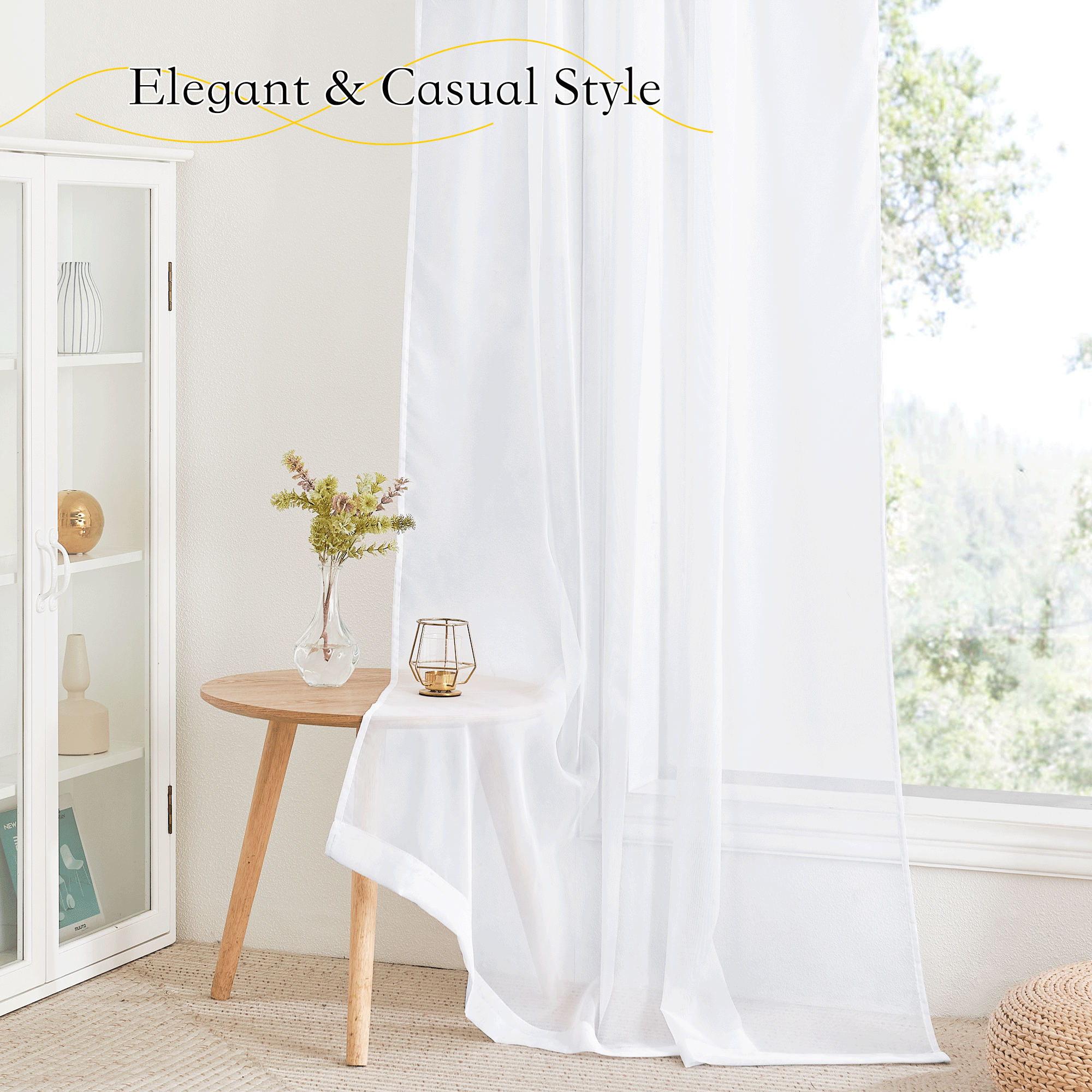 Rod Pocket  Privacy Decorative Sheer Ruffle Curtains For Bedroom And Living Room 2 Panels KGORGE Store