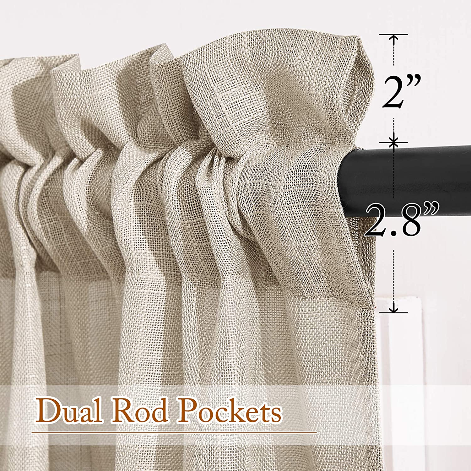 Rod Pocket Semi Sheer Privacy  Linen Curtains For Bedroom And Living Room 2 Panels KGORGE Store