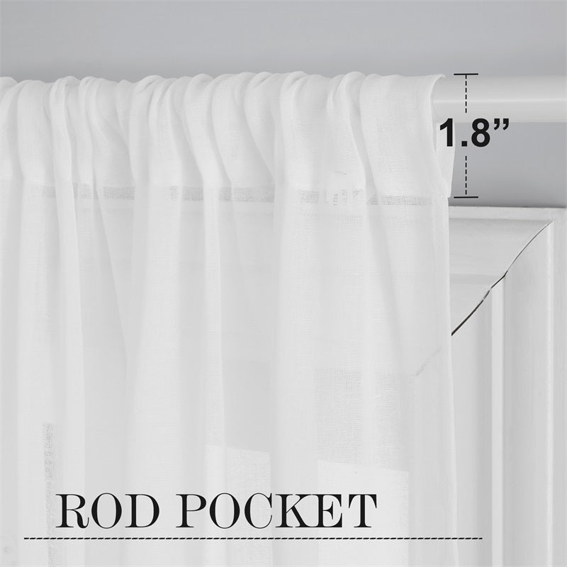 Rod Pocket Sheer Privacy Faux Linen White Curtains 2 Panels KGORGE Store