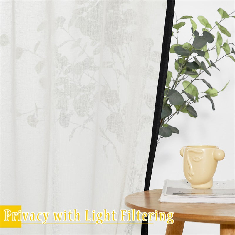 Rod Pocket Sheer Privacy Light Filtering Curtains For Bedroom And Living Room 2 Panels KGORGE Store