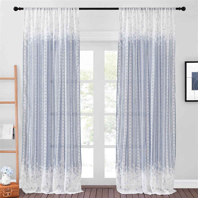 Rod Pocket Sheer Privacy Ombre Curtains For Bedroom And Living Room 2 Panels KGORGE Store