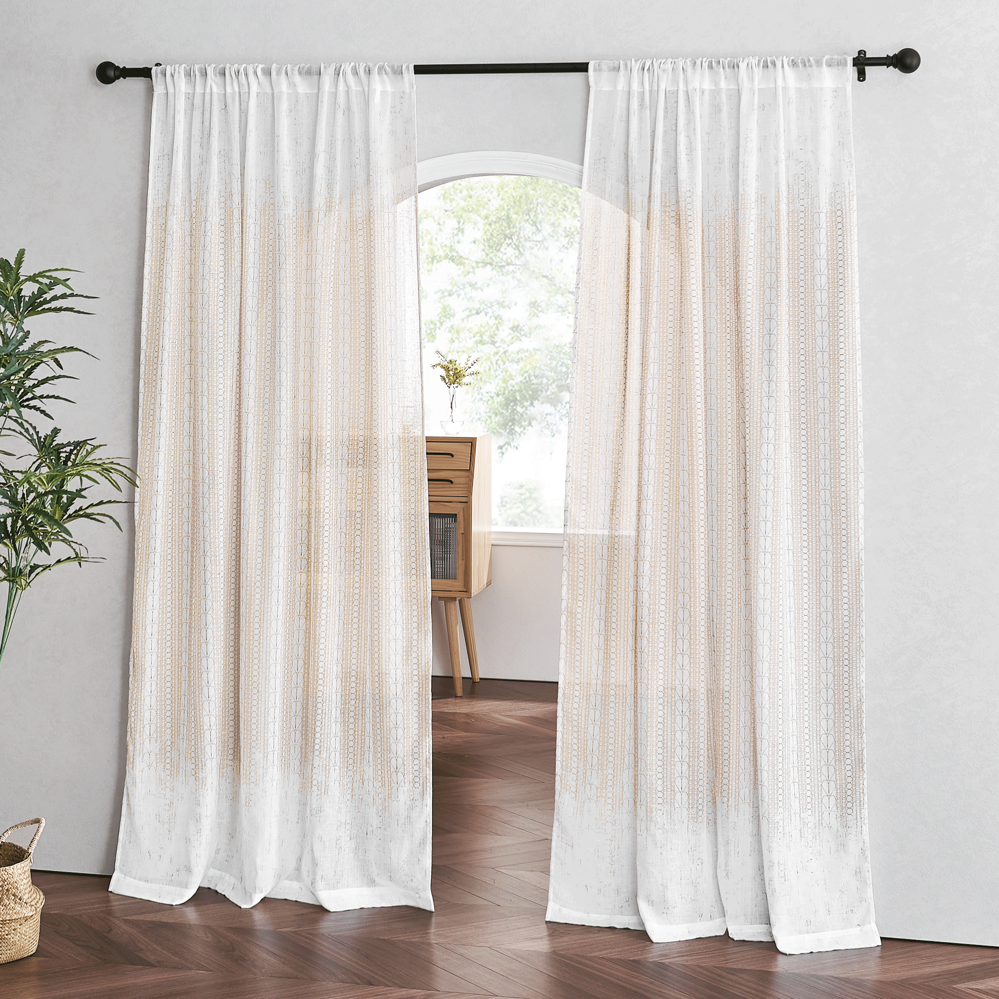 Rod Pocket Sheer Privacy Ombre Curtains For Bedroom And Living Room 2 Panels KGORGE Store