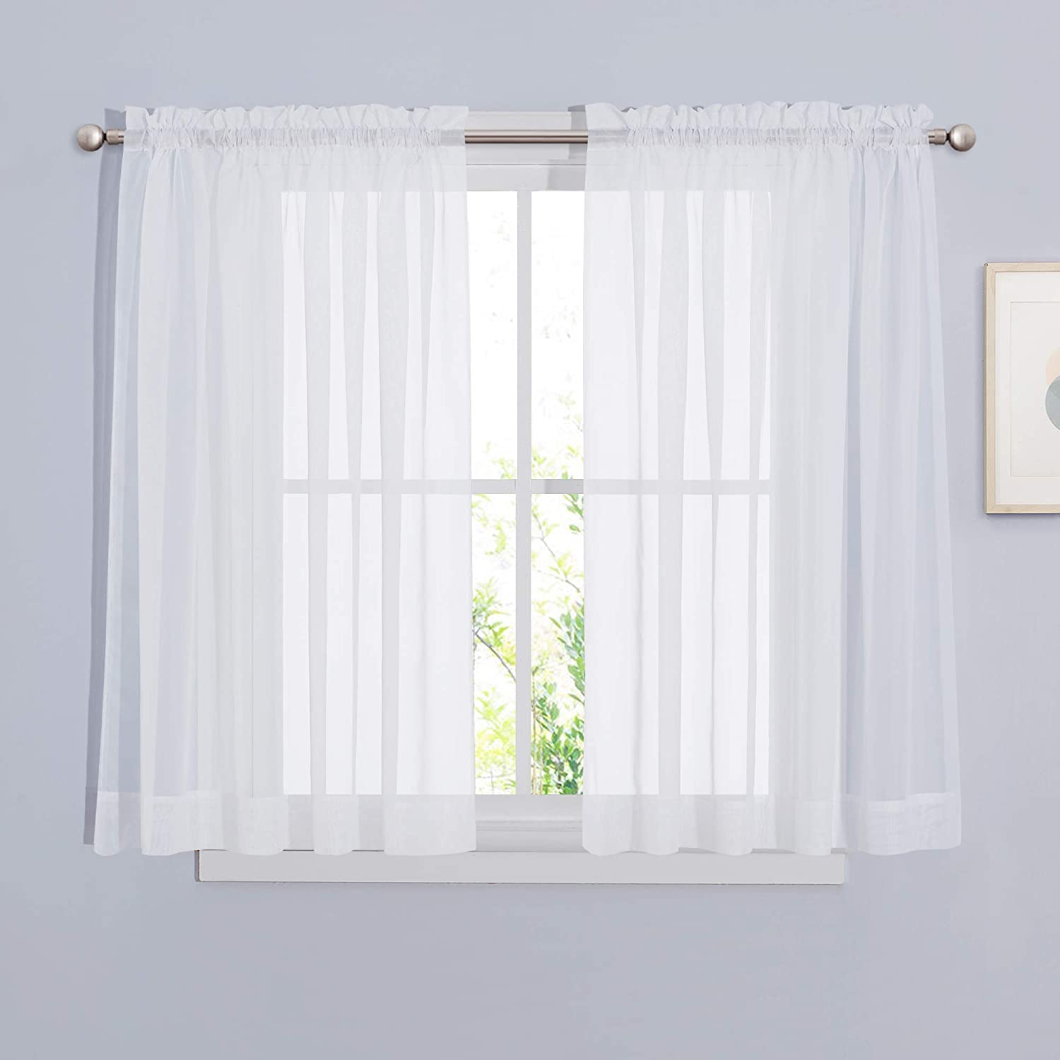 Rod Pocket Sheer Privacy Voile Curtains For Bedroom And Living Room 2 Panels KGORGE Store