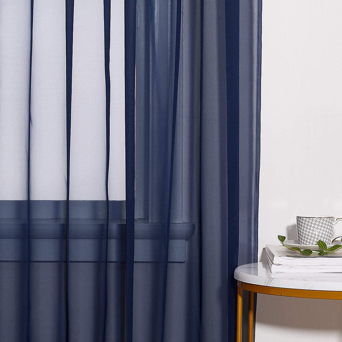 Rod Pocket Sheer Privacy Voile Window Curtains For Bedroom And Living Room 2 Pairs KGORGE Store