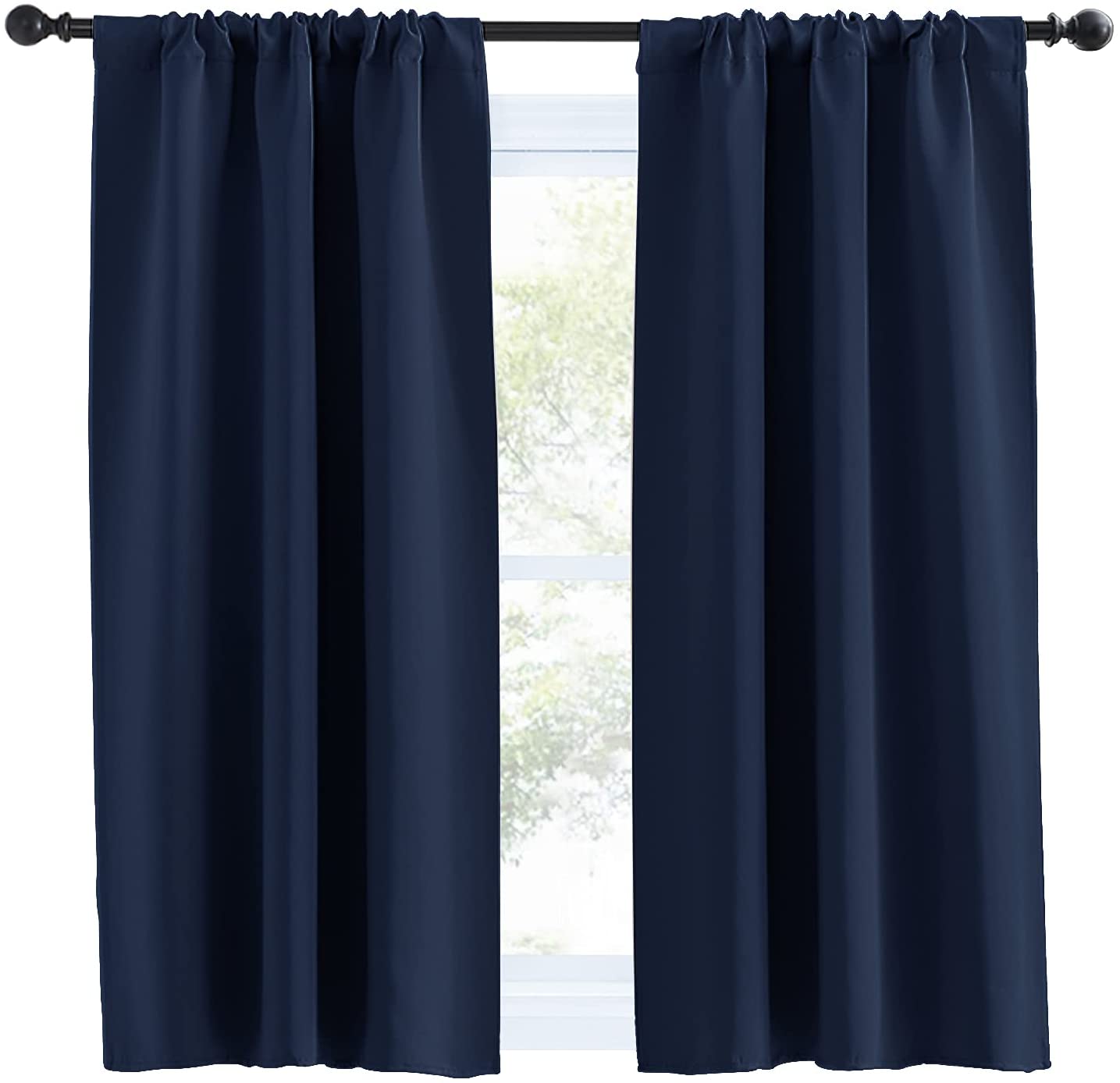 Rod Pocket Thermal Insulated Blackout Curtains For Living Room And Bedroom 2 Panels KGORGE Store