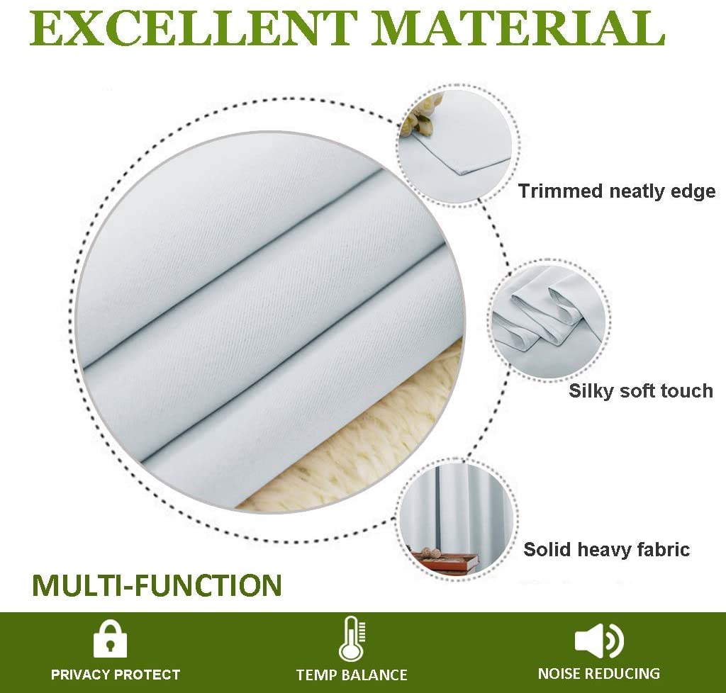 Close-up of light gray thermal insulated blackout curtain fabric, showcasing neat edges, soft texture, and solid heavy material.