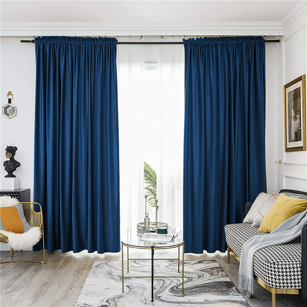 Rod Pocket Velvet Blackout Curtains For Living Room And Bedroom 2 Panels KGORGE Store