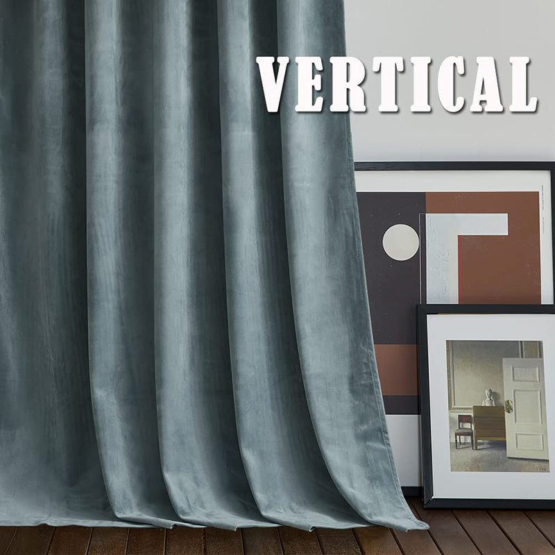 Plush teal velvet rod pocket blackout curtain with elegant folds, offering noise reducing luxury for living room & bedroom.