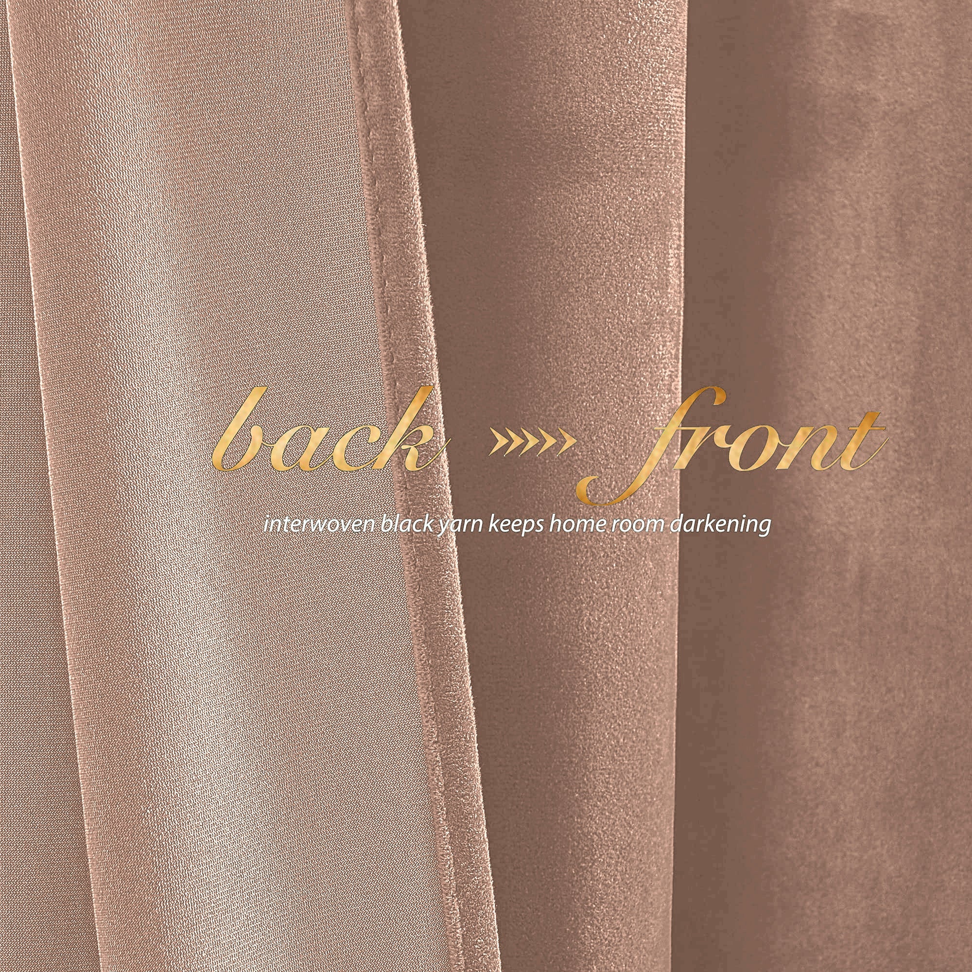 Rod Pocket Velvet Blackout Curtains fabric showing smooth front and textured back with interwoven black yarn for room darkening.