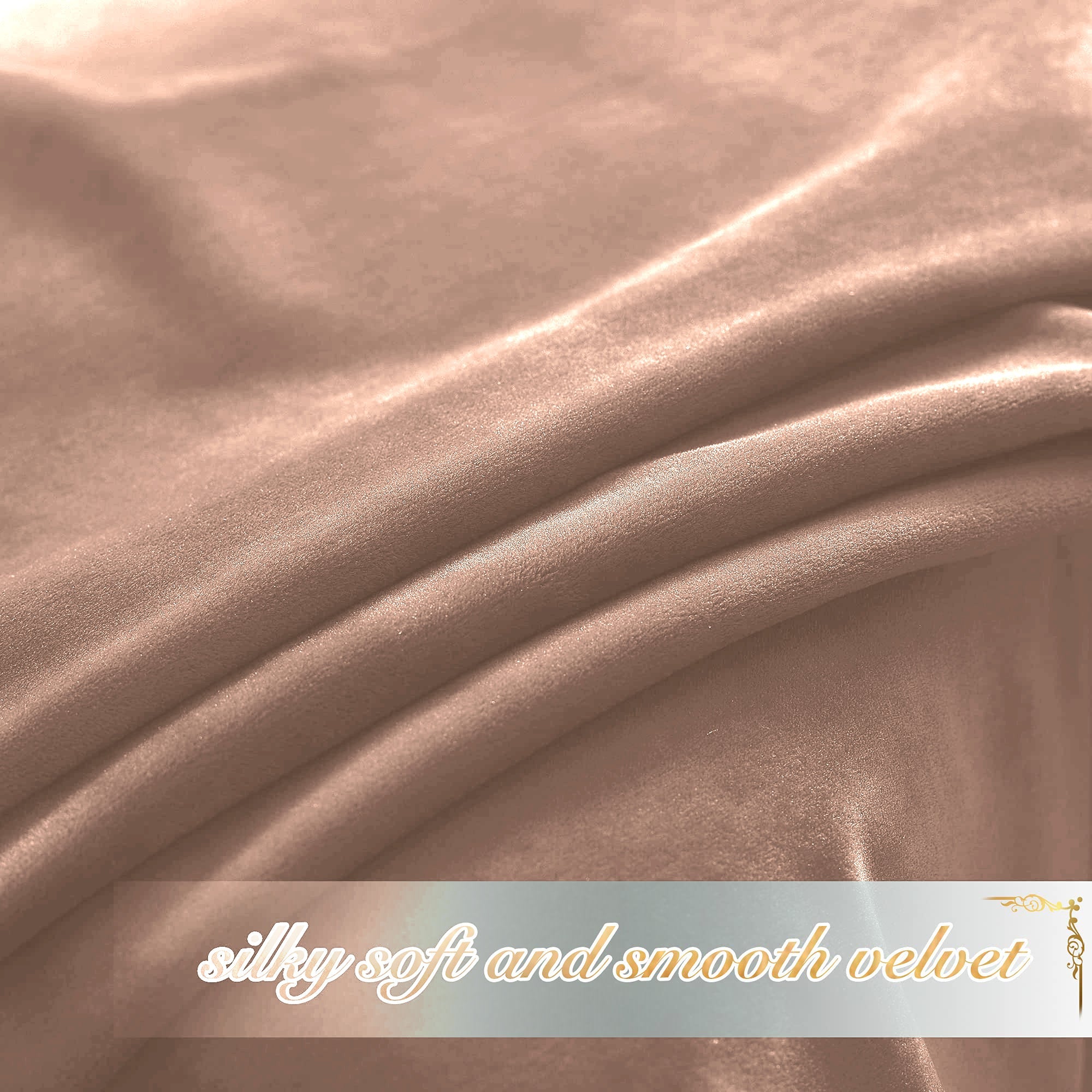 Textured close-up of light brown, silky smooth velvet fabric, ideal for rod pocket blackout curtains offering privacy protection.