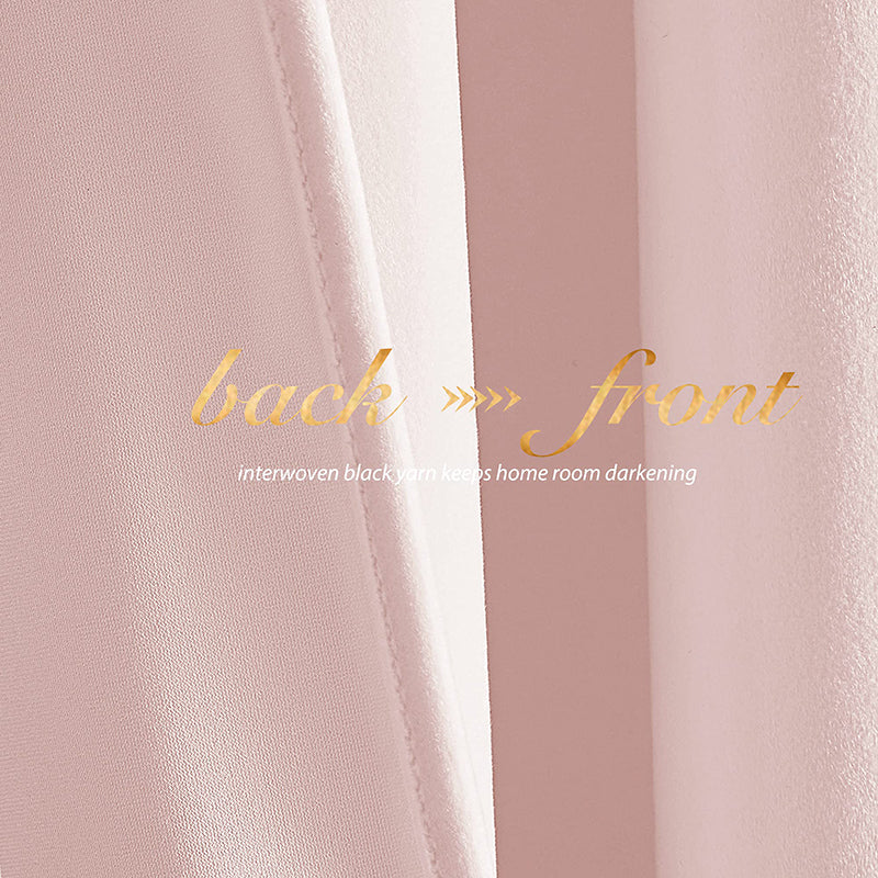 Close-up of plush velvet blackout curtain fabric, highlighting interwoven black yarn for superior room darkening and privacy.