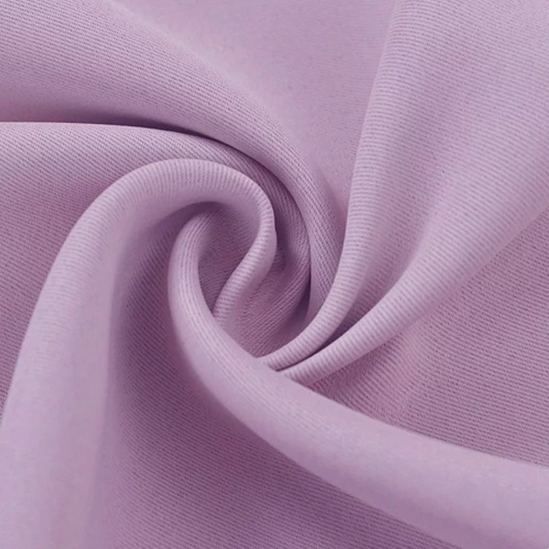Close-up of soft, textured 4-layer lilac fabric for anti-dust soundproof blackout curtains, ideal for living room & bedroom.