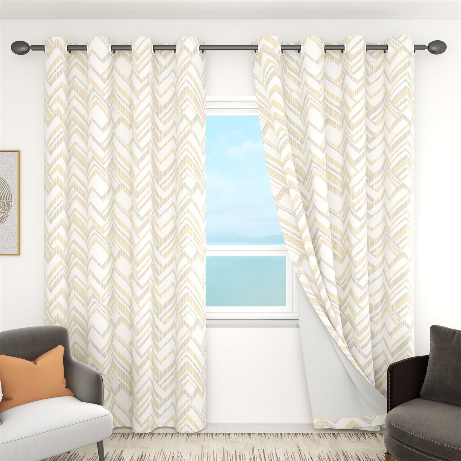Silver Grommet Blackout Curtains For Living Room And Bedroom 2 Panels KGORGE Store