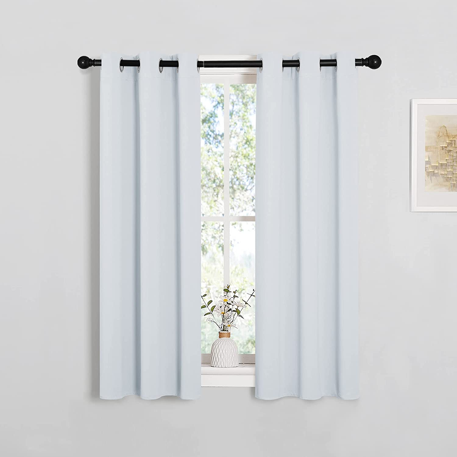 Silver Grommet Blackout Weave Curtains For Living Roomand Bedroom 2 Panels KGORGE Store