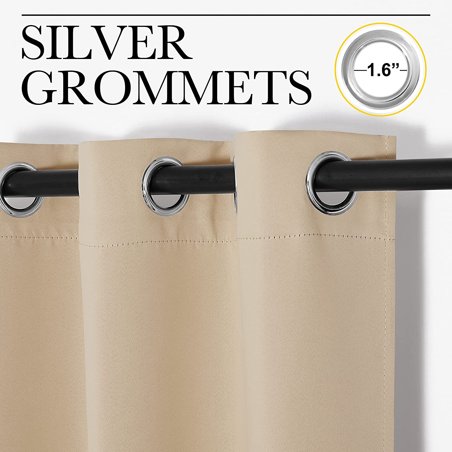 Silver Grommet Blackout Weave Curtains For Living Roomand Bedroom 2 Panels KGORGE Store