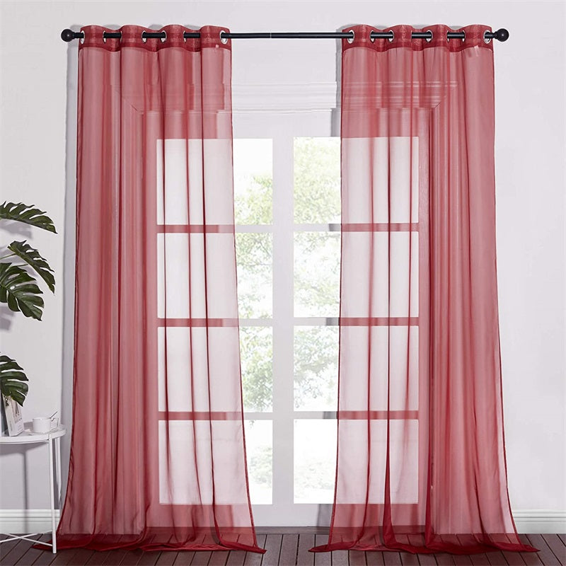 Silver Grommet Sheer Privacy Curtains For Bedroom And Living Room 2 Panels KGORGE Store
