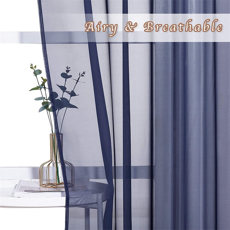 Silver Grommet Sheer Privacy Curtains For Bedroom And Living Room 2 Panels KGORGE Store