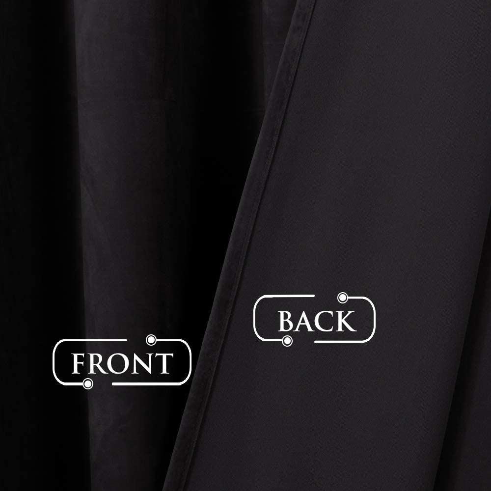 Blackout velvet curtain: close-up of plush front texture and smooth, light-blocking back fabric for living room & bedroom.