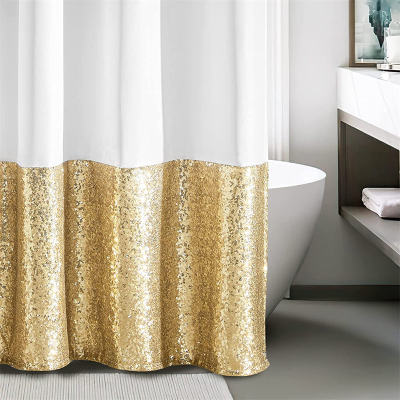 Silver Sequin Shower Curtain for Bathroom, Bathtub and Stall, 1 Piece, Hooks Included KGORGE Store