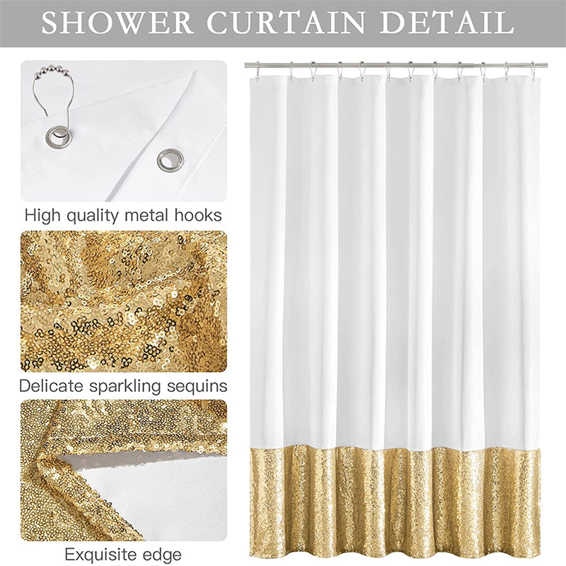 Silver Sequin Shower Curtain for Bathroom, Bathtub and Stall, 1 Piece, Hooks Included KGORGE Store