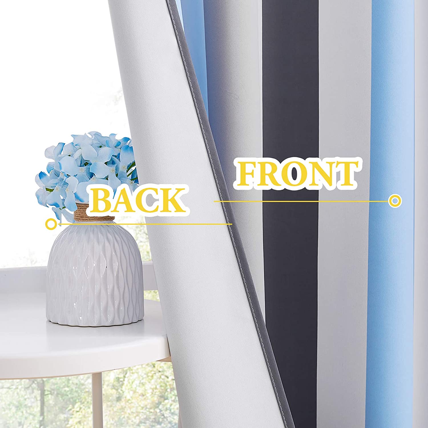 Striped Grommet Blackout Curtains For Living Room And Bedroom 2 Panels KGORGE Store