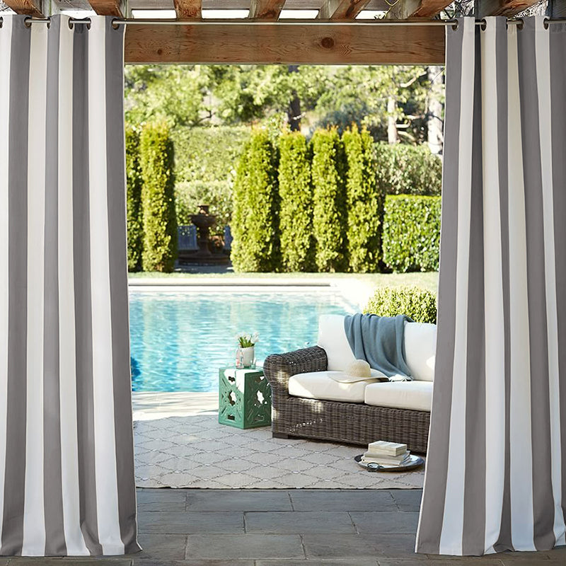 Striped Grommet Waterproof Privacy Blackout Outdoor Curtains For Patio, Gazebo, Pergola And Porch 1 Panel KGORGE Store
