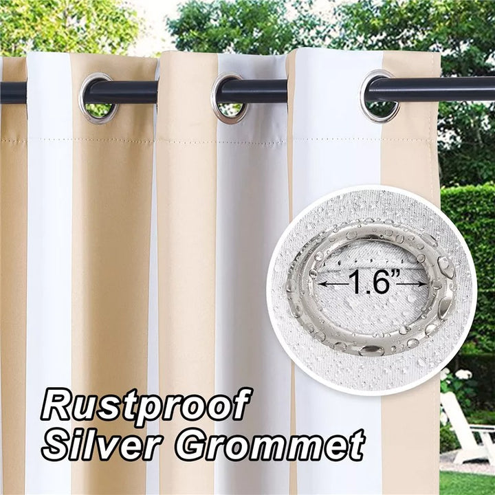 Striped Top & Bottom Grommet Windproof Outdoor Curtains for Patio 1 Panel KGORGE Store