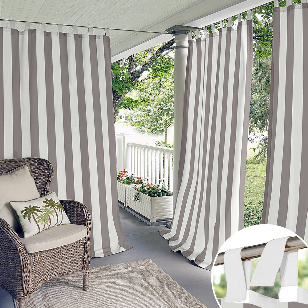 Striped Velcro Tab Top Waterproof Outdoor Curtains For Garage / Patio, 1 Panel KGORGE Store