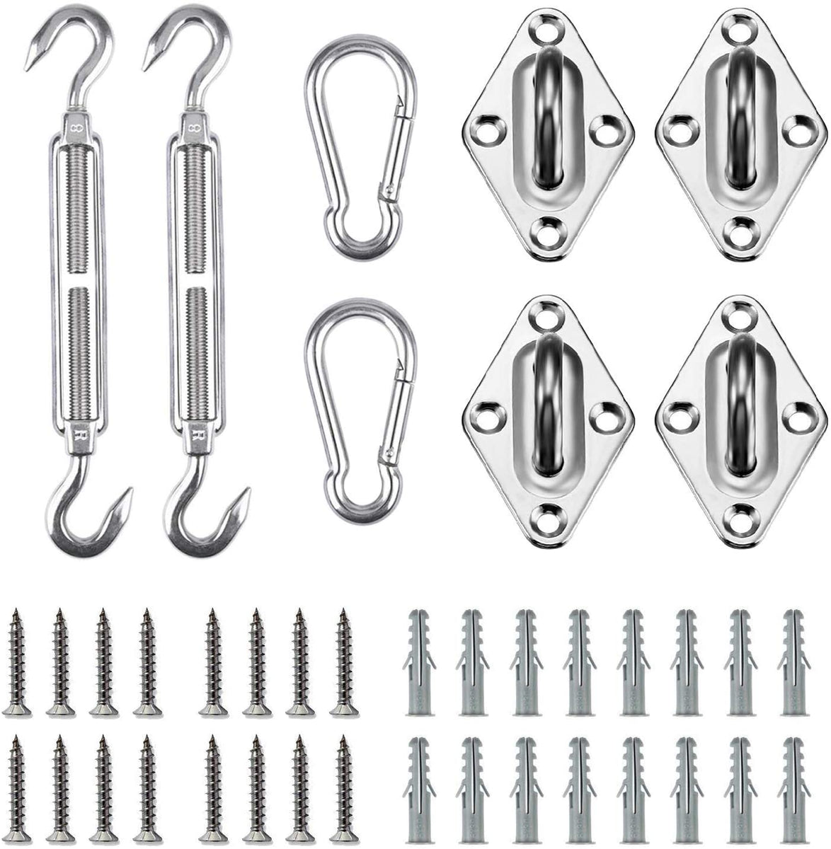 Sun Shade Sail Hardware Kit for Rectangle Square Shade Sail Outdoor Installation 304 Stainless