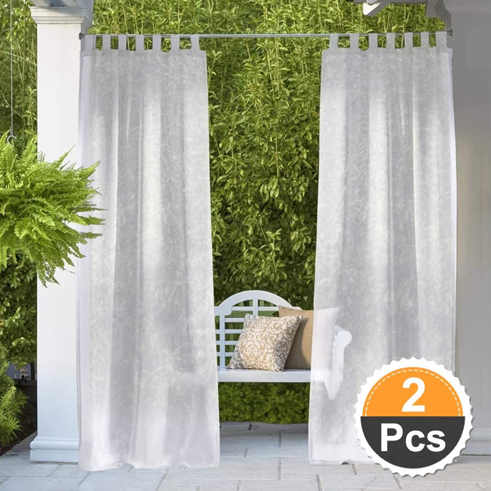 Tab Top Privacy Decorative Outdoor Sheer Linen Curtains With Tiebacks 2 Panels KGORGE Store