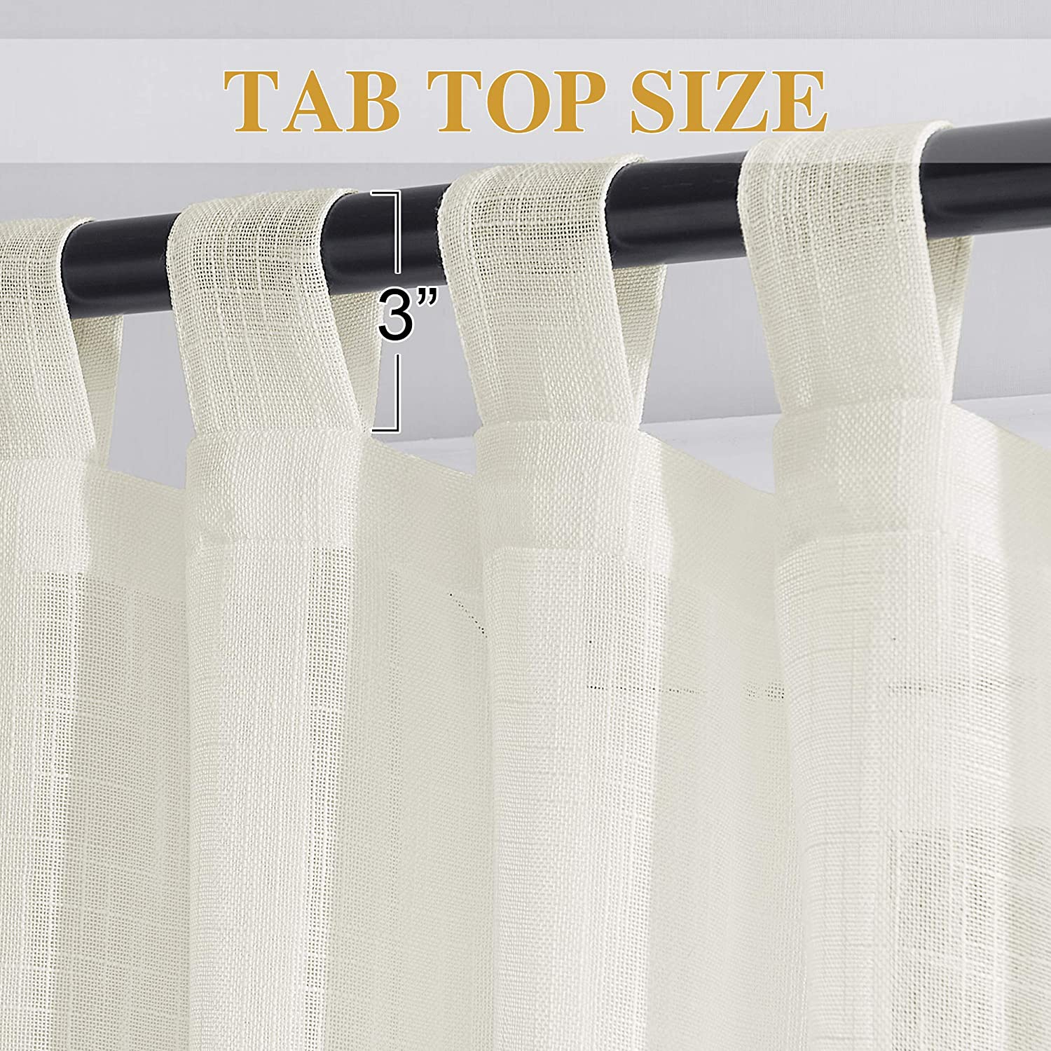 Tab Top Sheer Privacy Linen Curtains For Bedroom And Living Room 2 Panels KGORGE Store