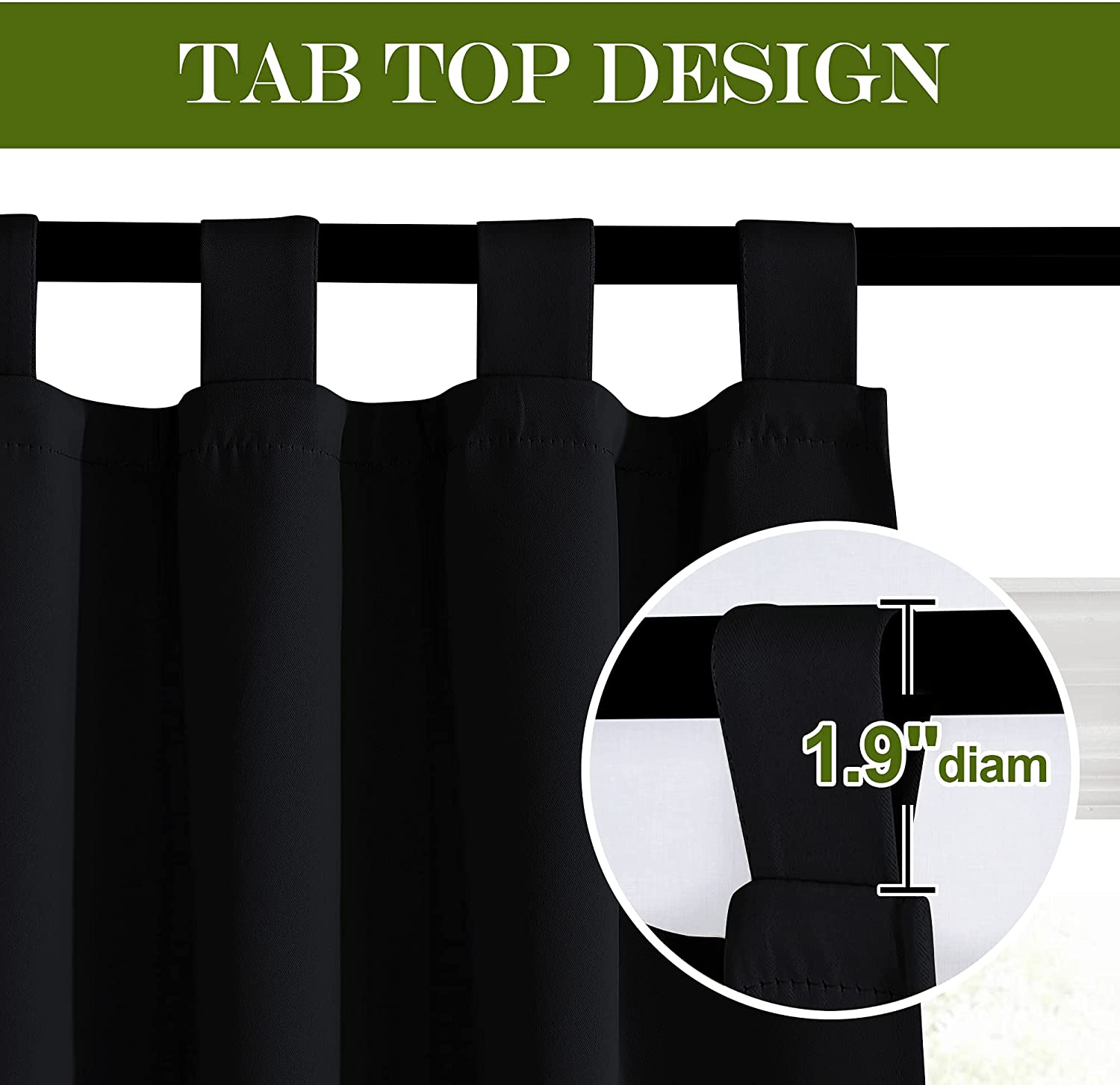 Tab Top Thermal Insulated Blackout Curtains For Living Roomand Bedroom 2 Panels KGORGE Store