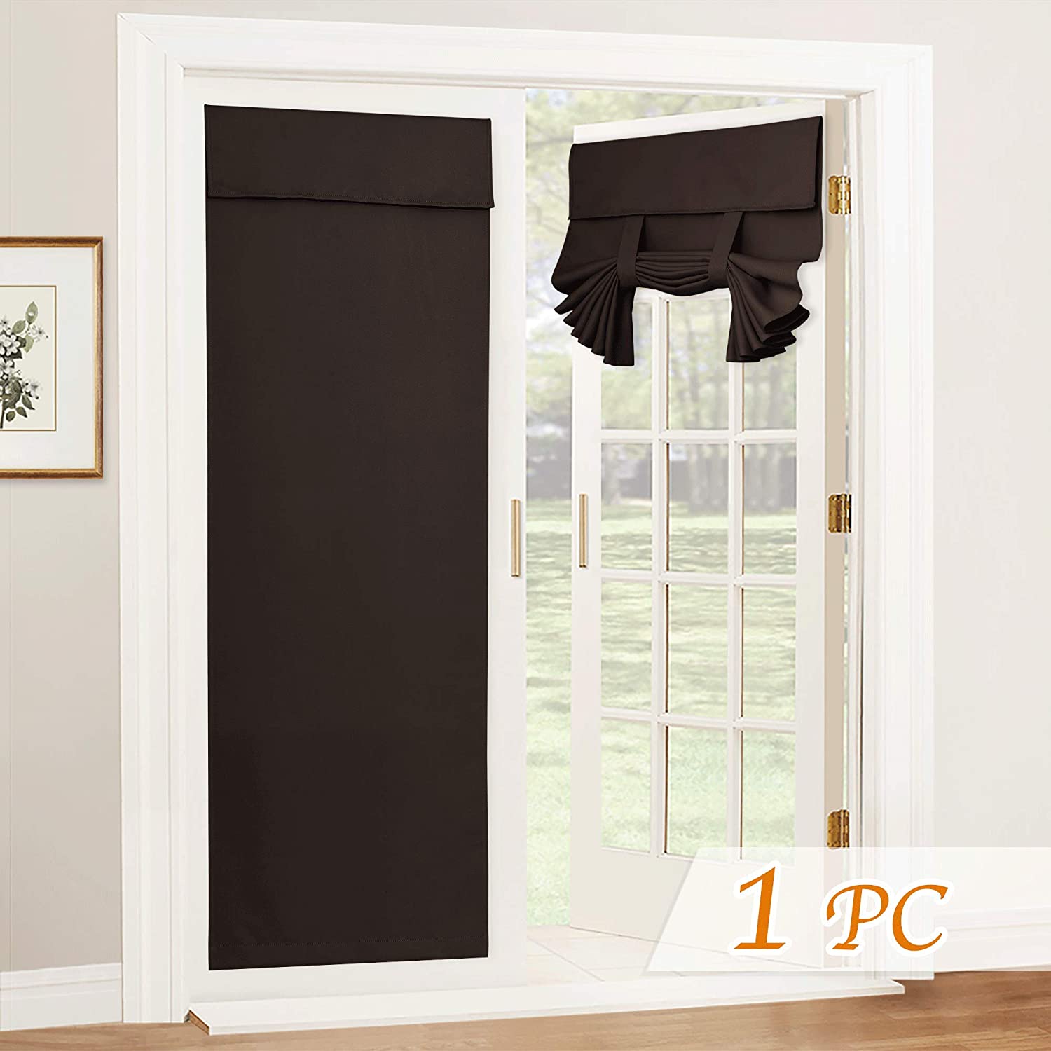 Thermal Insulated Blackout Tie Up Velcro Curtains For French Door 1 Panel KGORGE Store