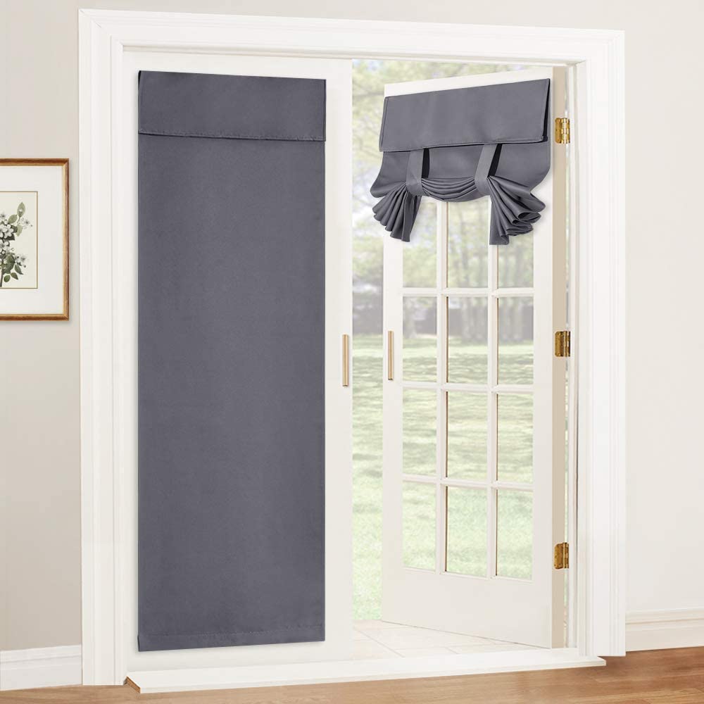 Thermal Insulated Blackout Tie Up Velcro Curtains For French Door 1 Panel KGORGE Store