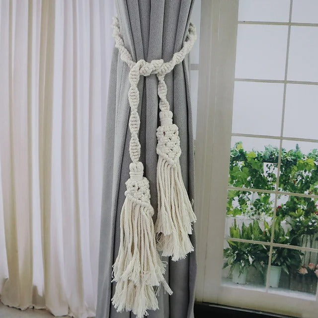 Tiebacks Curtain Accessories Window Treatments 1PC Hand Woven Tassel Tying Rope Tie Drawstring KGORGE Store