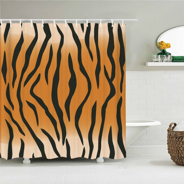 Tiger Print Fabric Shower Curtain KGORGE Store