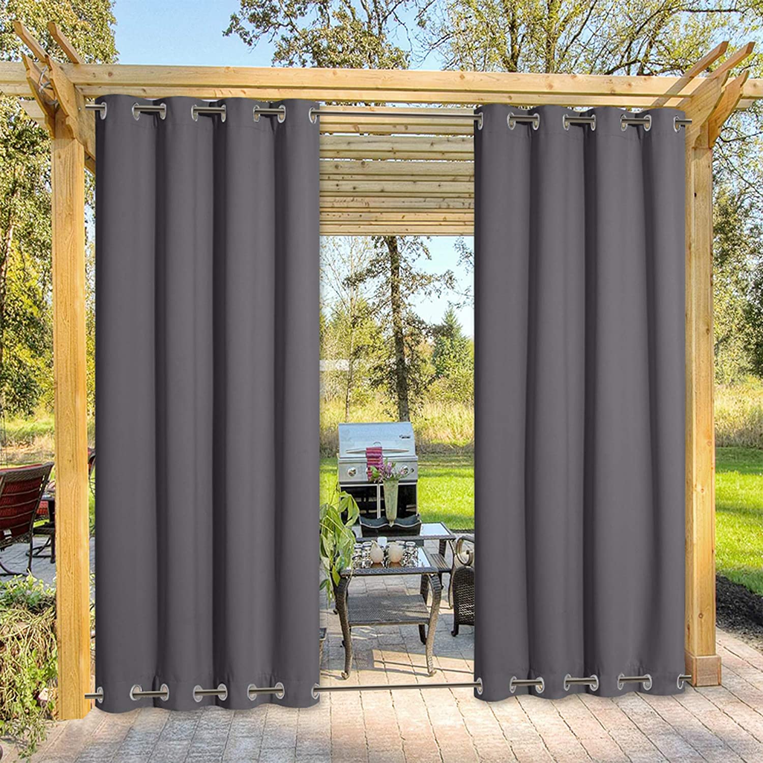 Top & Bottom Grommet Windproof Outdoor Curtains for Patio 2 Panels KGORGE Store