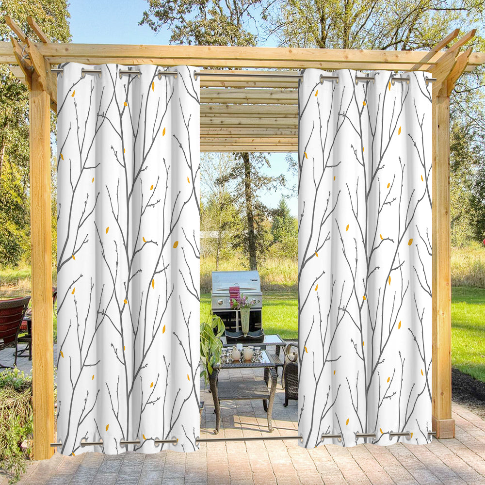 Top and Bottom Grommet Waterproof Privacy Blackout Outdoor Tree Branch Curtains For Patio 1 Panel KGORGE Store