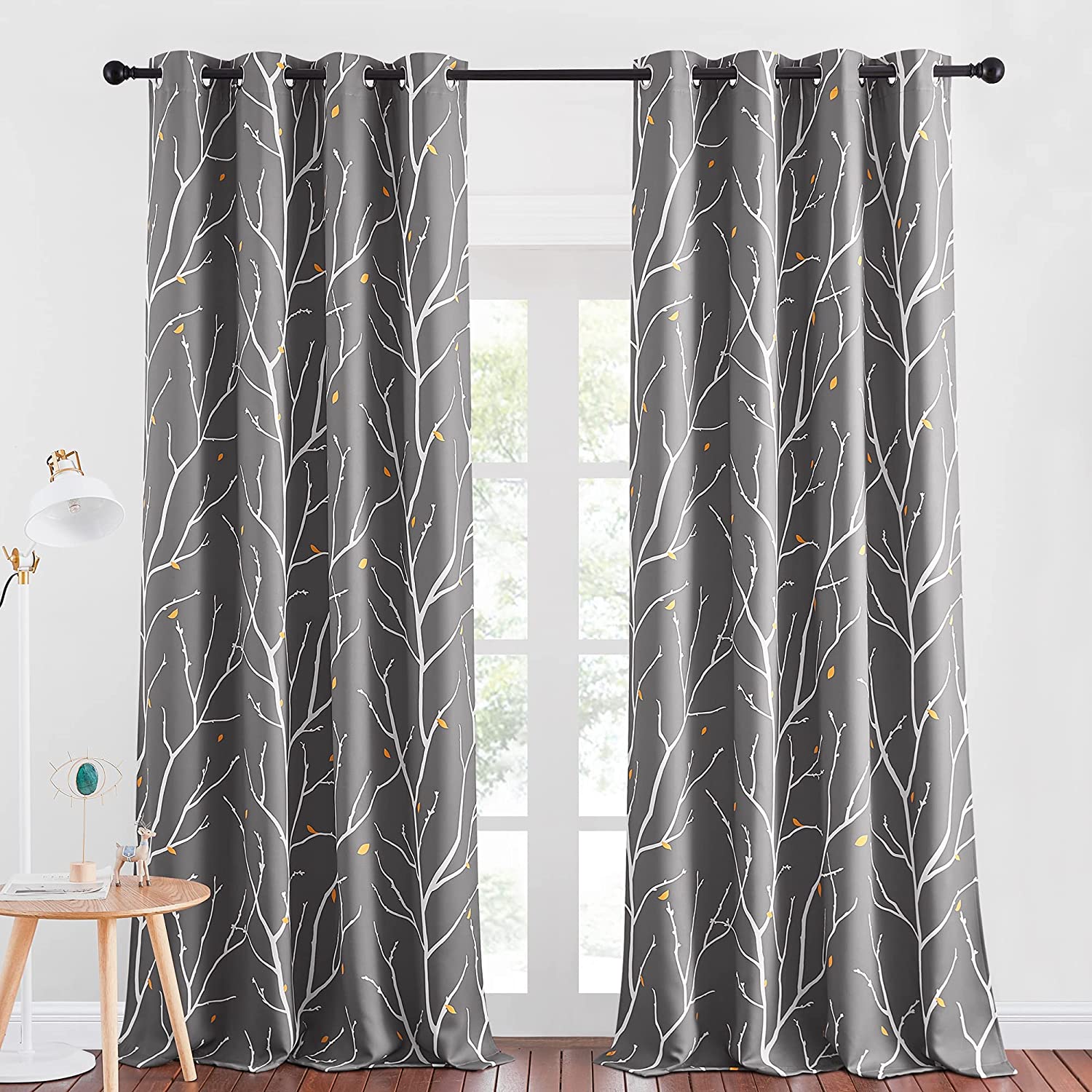 Tree Branch Grommet Blackout Curtains For Living Room And Bedroom 2 Panels KGORGE Store