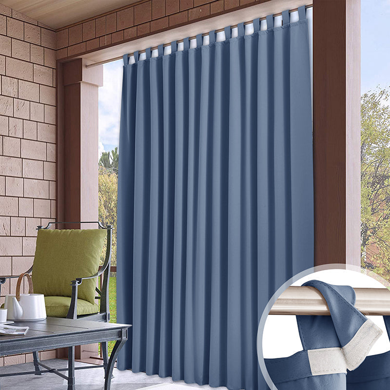 Velcro Tab Top Outdoor Waterproof Curtains for Garage / Patio, 1 Panel