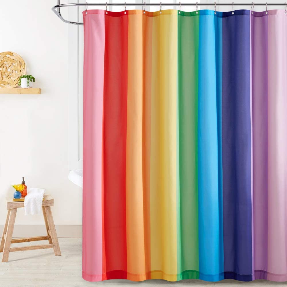 Vertical Rainbow Stripes Shower Curtain KGORGE Store