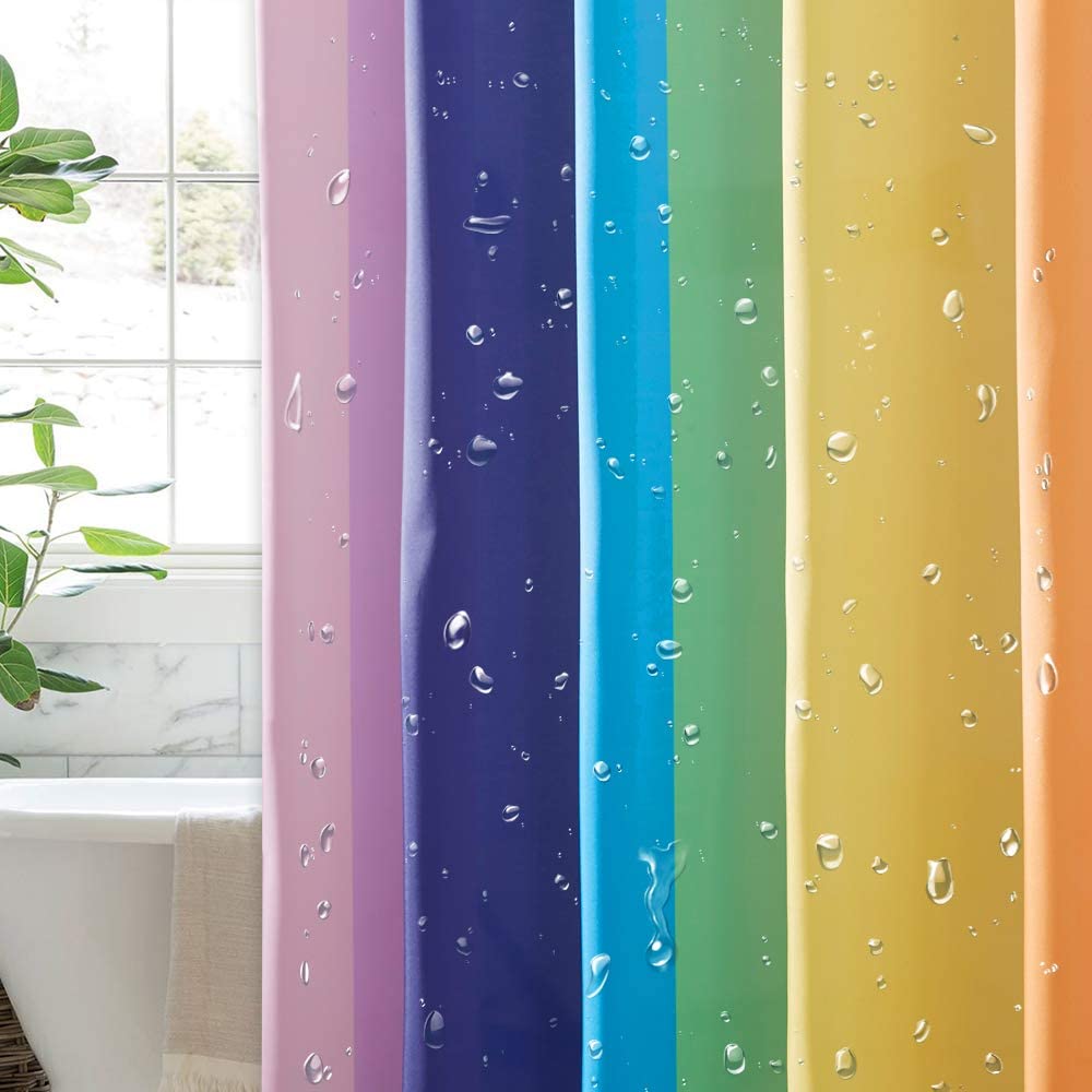 Vertical Rainbow Stripes Shower Curtain KGORGE Store