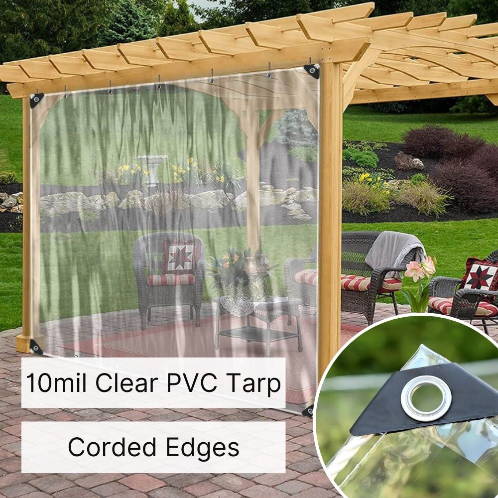 Waterproof Clear Vinyl Tarps With Grommets Outdoor Clear Curtains Awning for Patios, Porch, Gazebos KGORGE Store