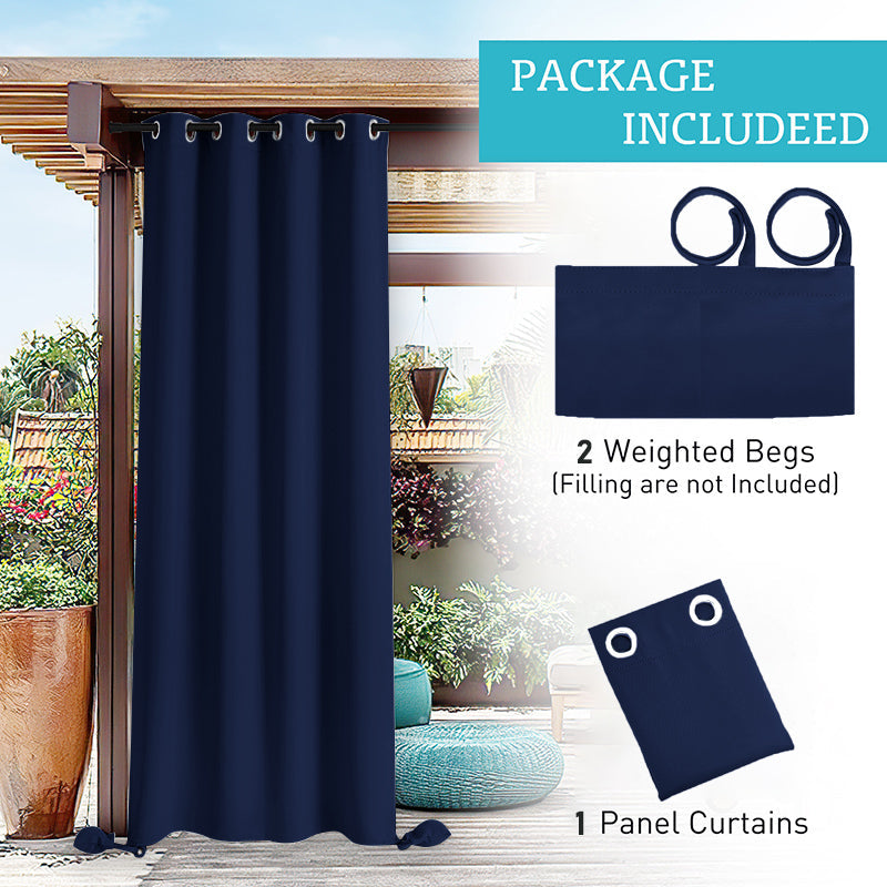 Waterproof Grommet Top Weighted Outdoor Patio Curtain 1 Panels+2 Weighted Bags KGORGE Store