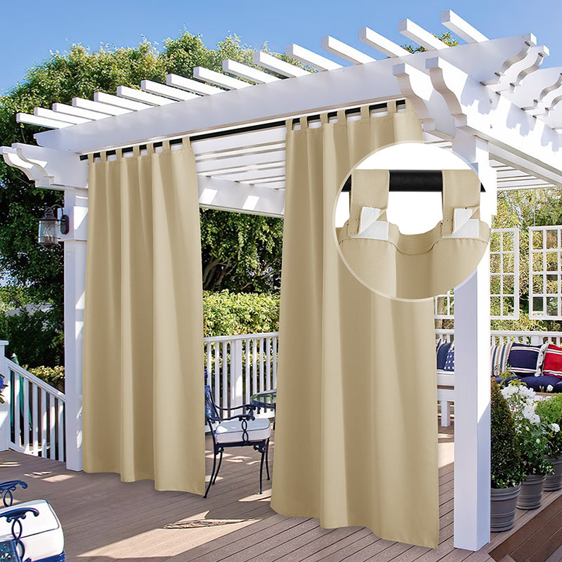 Waterproof Velcro Tab Top Outdoor Curtains for Garage / Patio, 1 Panel