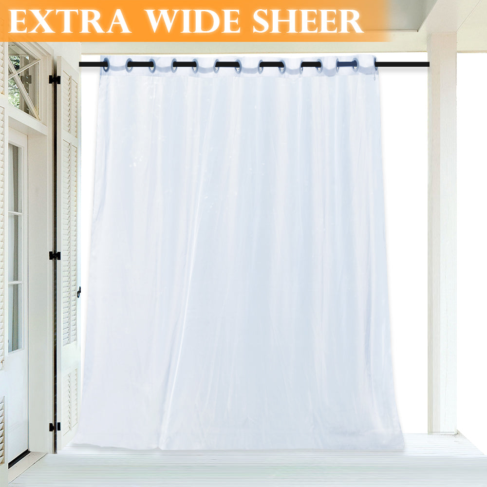 White Grommet Waterproof Privacy Decorative Outdoor Sheer Curtains With Tieback Rope  1 Panel KGORGE Store