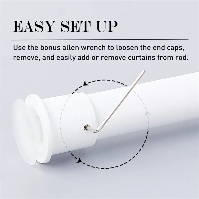 White Premium Tension Outdoor Curtain Rod Without Drilling Rust Free KGORGE Store
